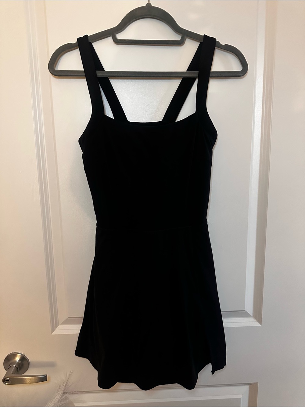 JoyLab Black Mini Dress with Square Neck and Wide Straps